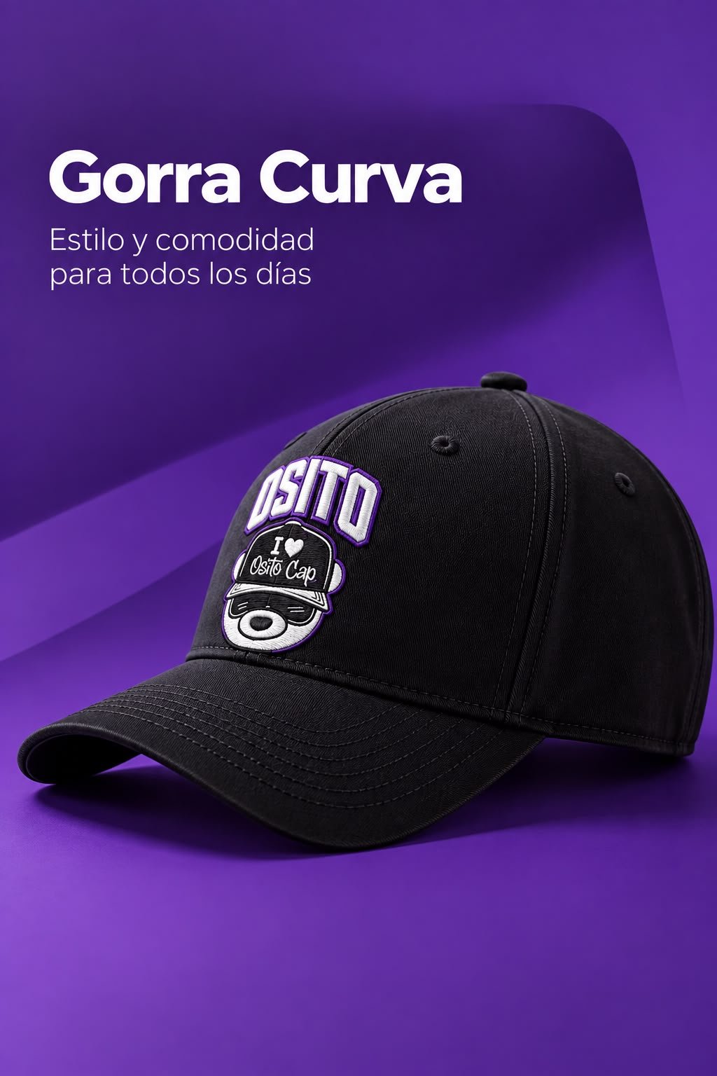 La misma gorra curva, vista de perfil